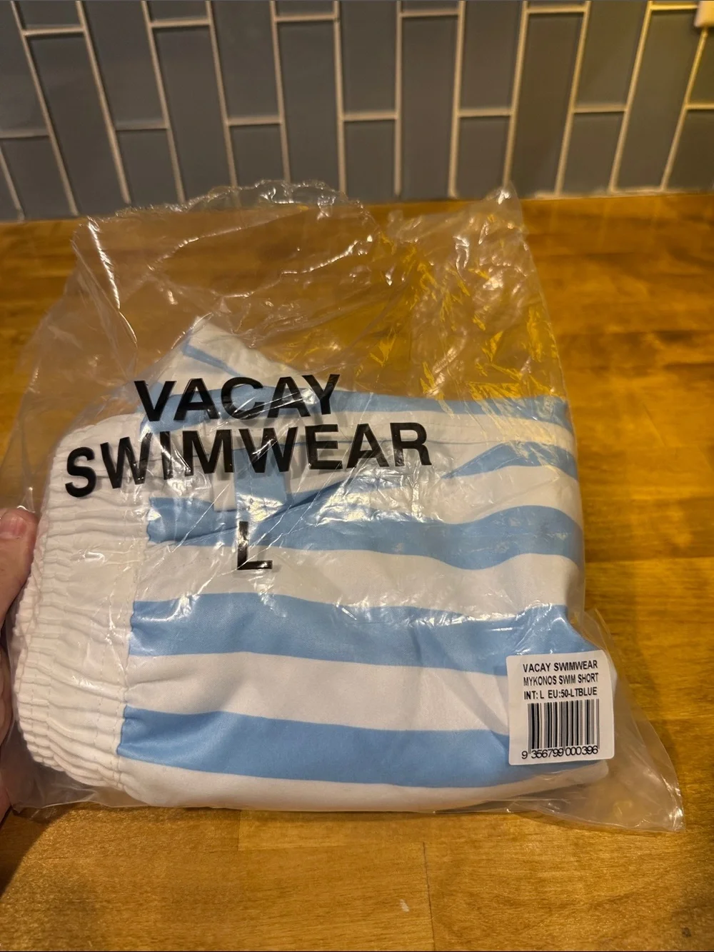 Mykonos Striped Light Blue & White Men’s Swim